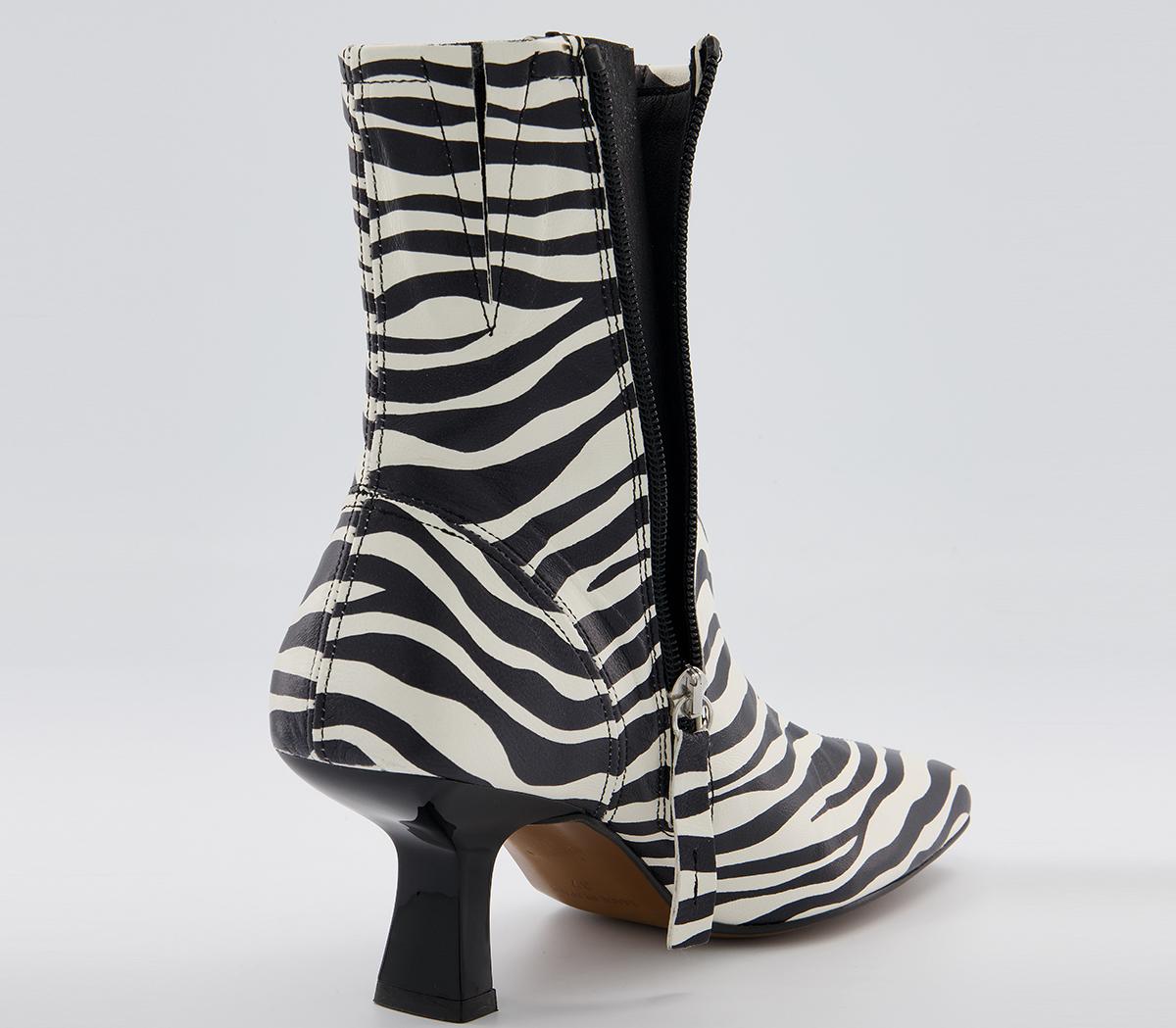 Office Acrobat Abstract Mid Heel Boots Office Acrobat Abstract Mid Heel Boots Zebra Leather