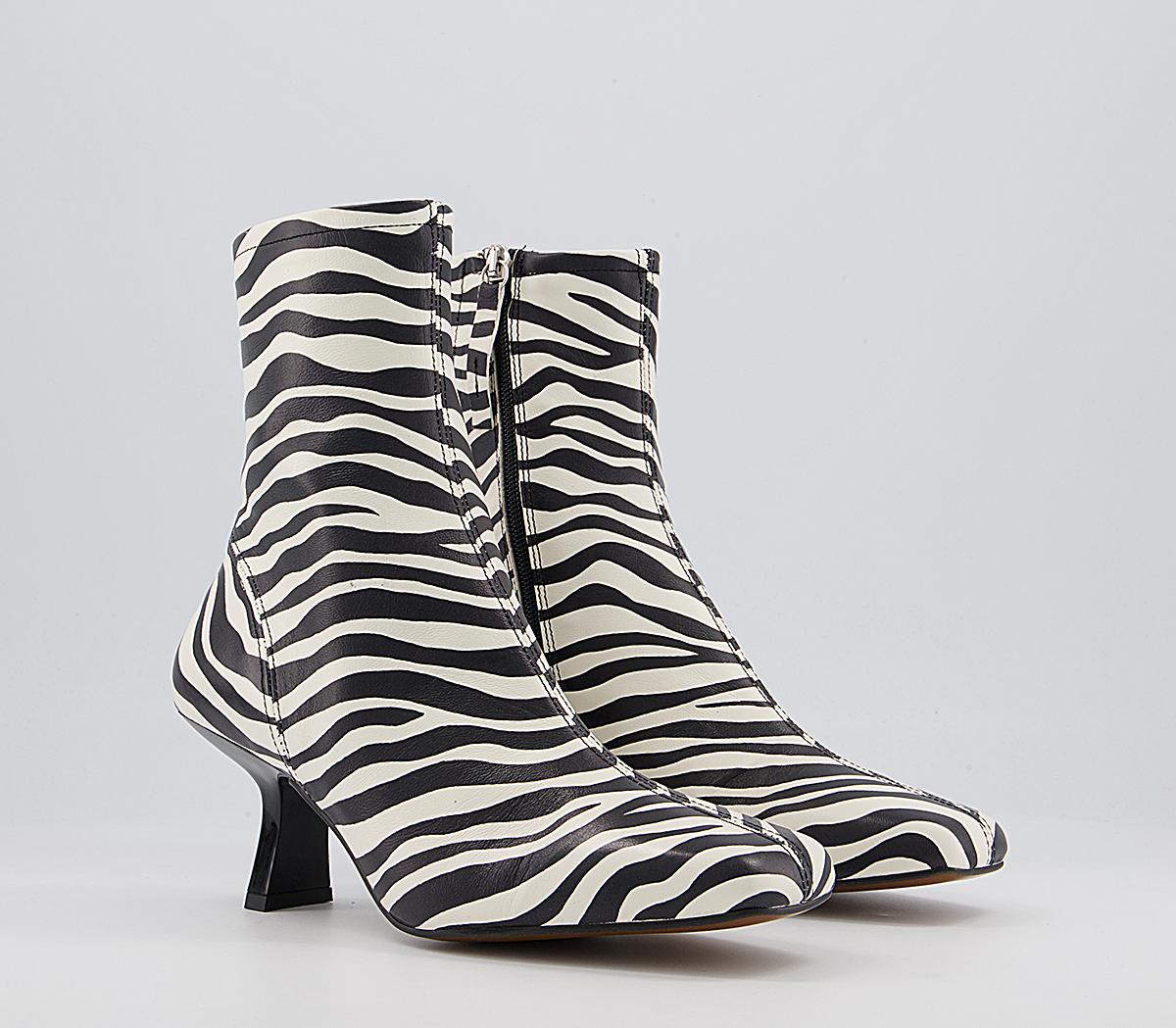 Office Acrobat Abstract Mid Heel Boots Office Acrobat Abstract Mid Heel Boots Zebra Leather