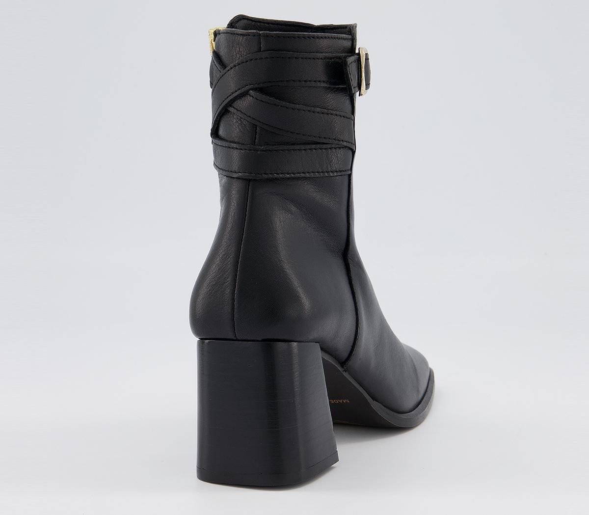 Office Alicia Multi Strap Heeled Boots Office Alicia Multi Strap Heeled Boots Black Leather