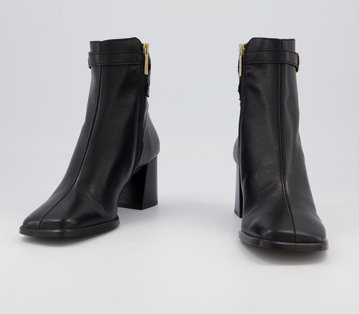 Office Alicia Multi Strap Heeled Boots Office Alicia Multi Strap Heeled Boots Black Leather