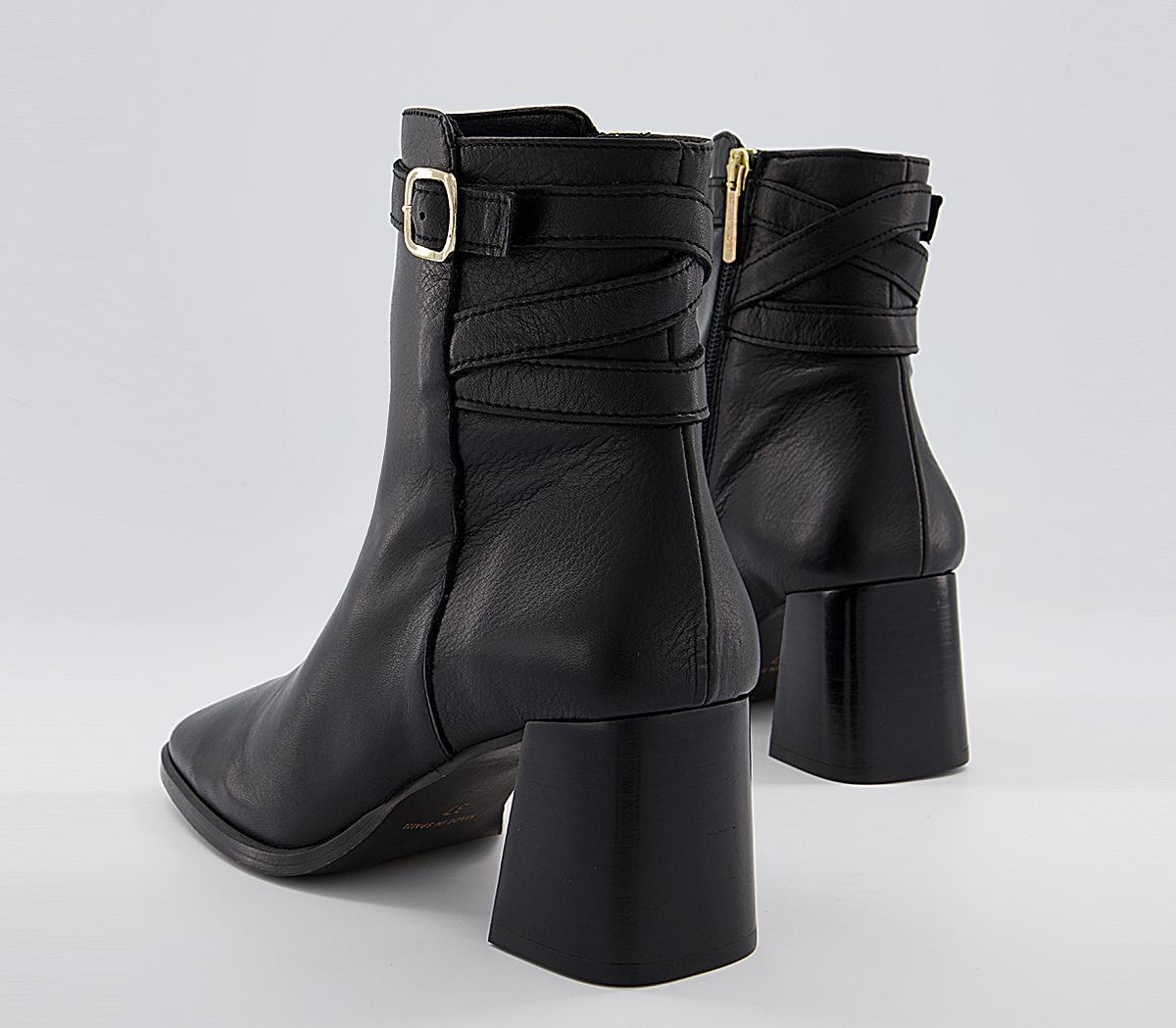 Office Alicia Multi Strap Heeled Boots Office Alicia Multi Strap Heeled Boots Black Leather