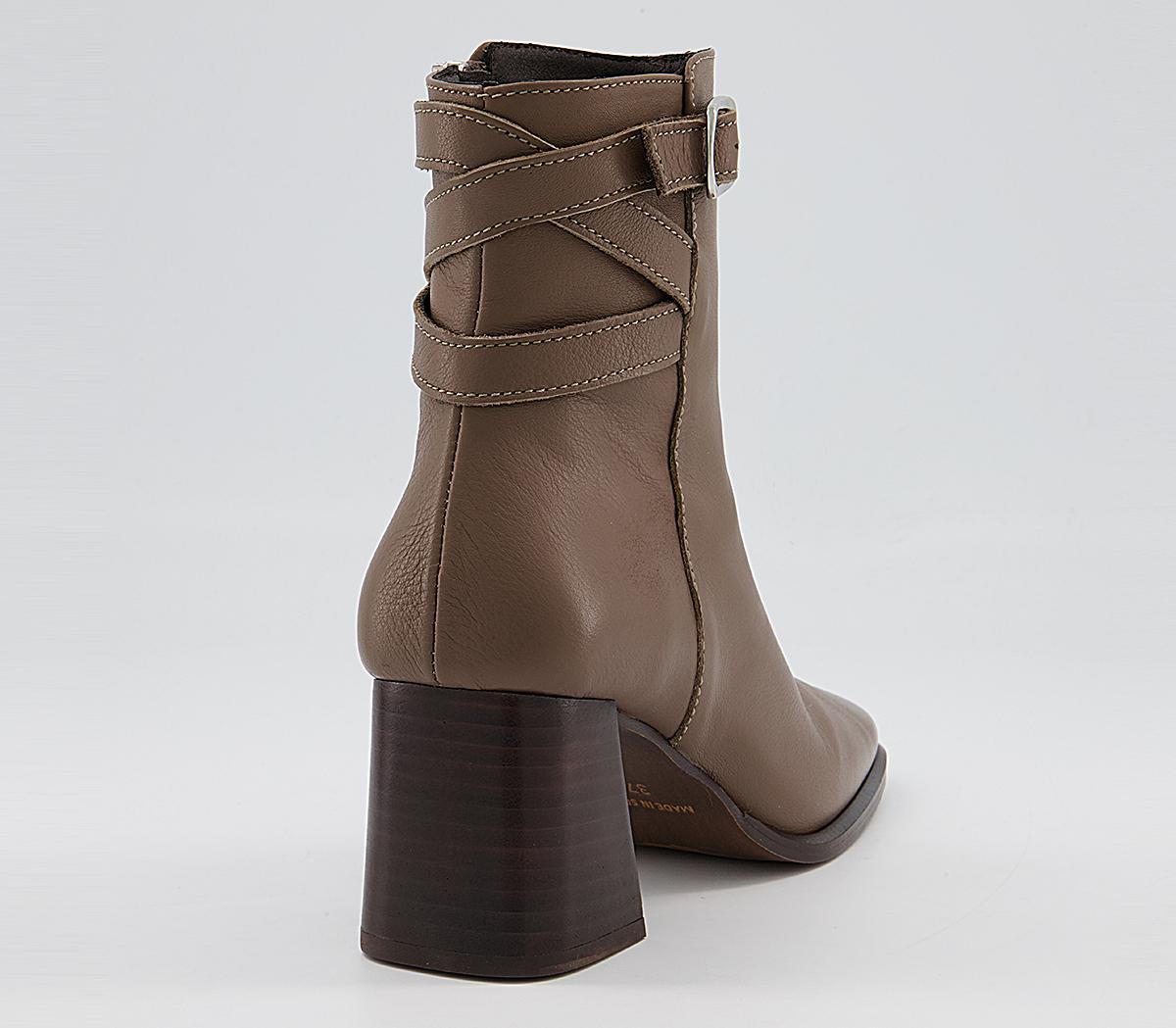 Office Alicia Multi Strap Heeled Boots Office Alicia Multi Strap Heeled Boots Taupe Leather