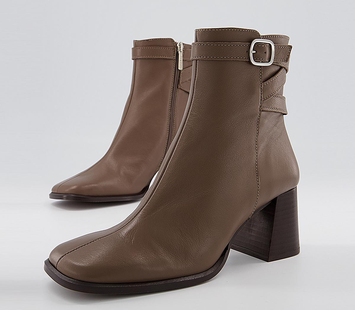 Office Alicia Multi Strap Heeled Boots Office Alicia Multi Strap Heeled Boots Taupe Leather
