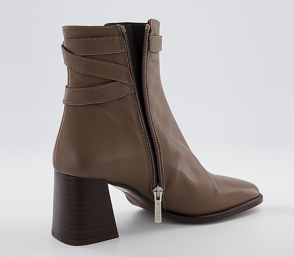 Office Alicia Multi Strap Heeled Boots Office Alicia Multi Strap Heeled Boots Taupe Leather