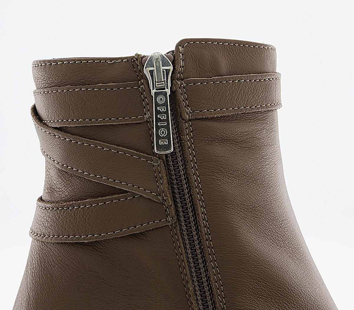 Office Alicia Multi Strap Heeled Boots Office Alicia Multi Strap Heeled Boots Taupe Leather