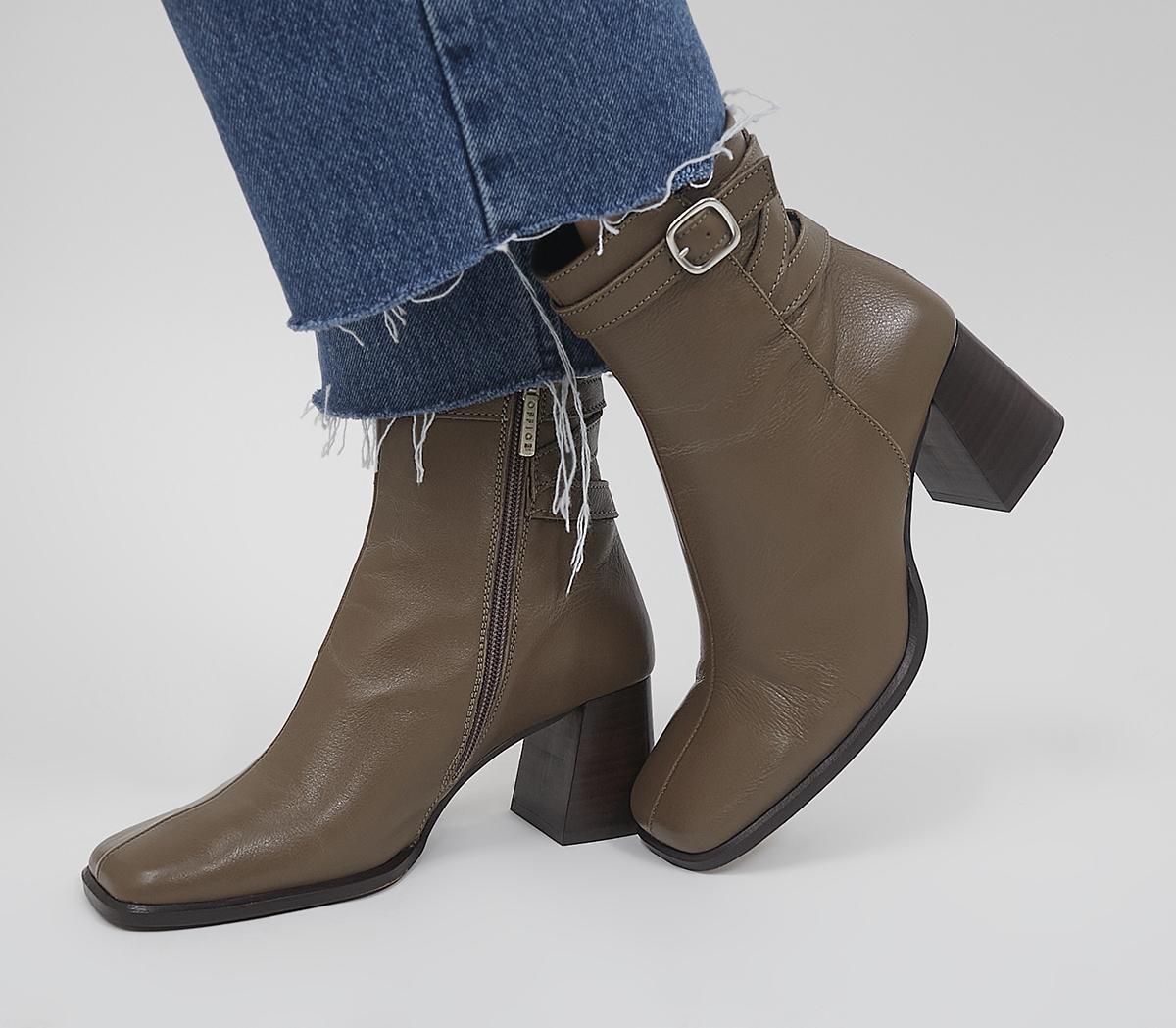 OfficeAlicia Multi Strap Heeled BootsTaupe Leather