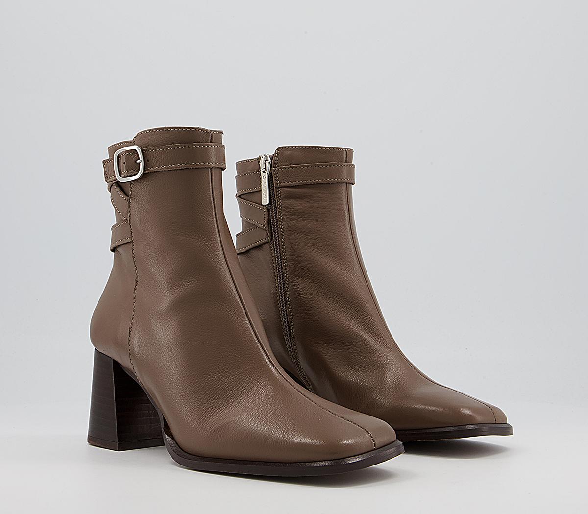 Office Alicia Multi Strap Heeled Boots Office Alicia Multi Strap Heeled Boots Taupe Leather