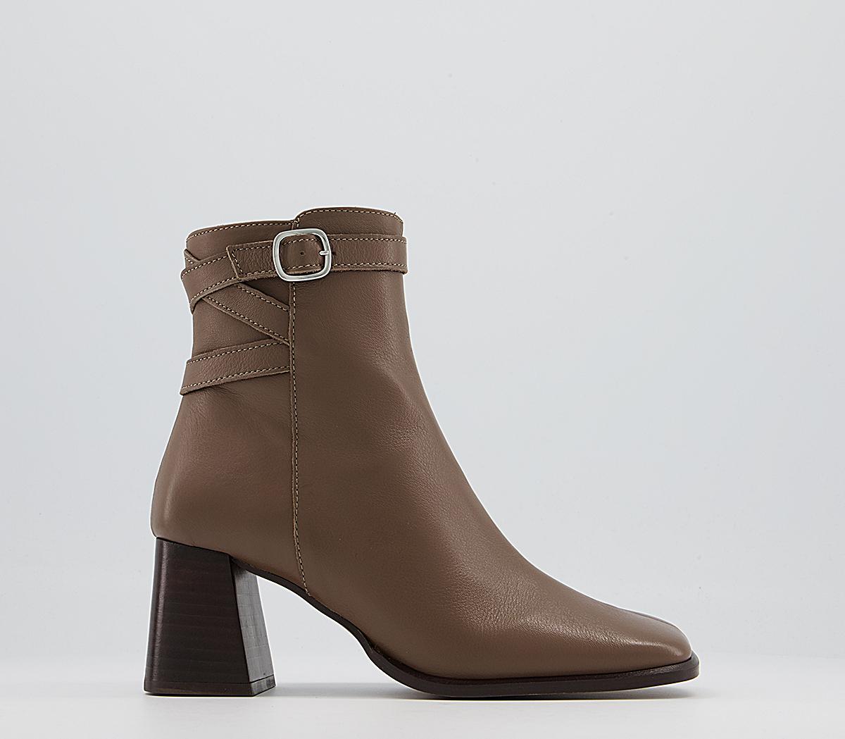 Office Alicia Multi Strap Heeled Boots Office Alicia Multi Strap Heeled Boots Taupe Leather