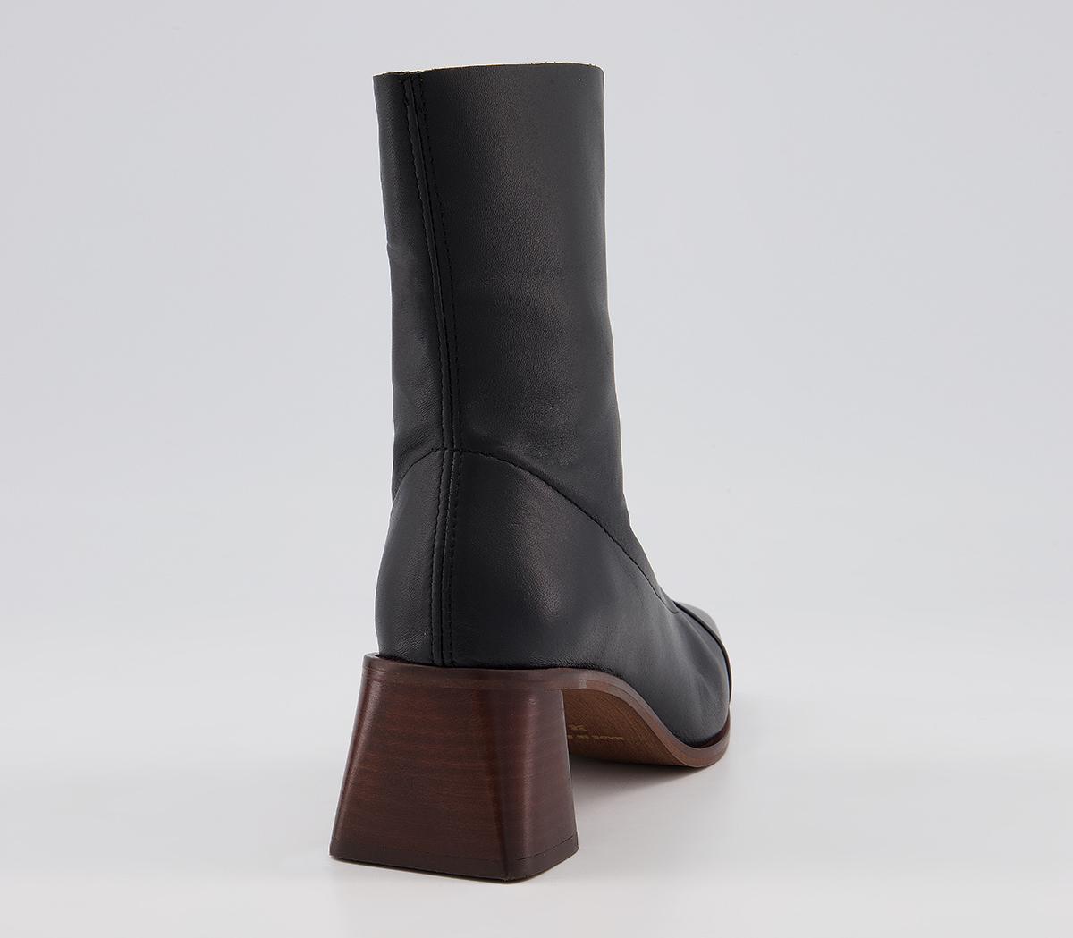 Office Anagram Square Toe Ankle Sock Boots Office Anagram Square Toe Ankle Sock Boots Black Leather