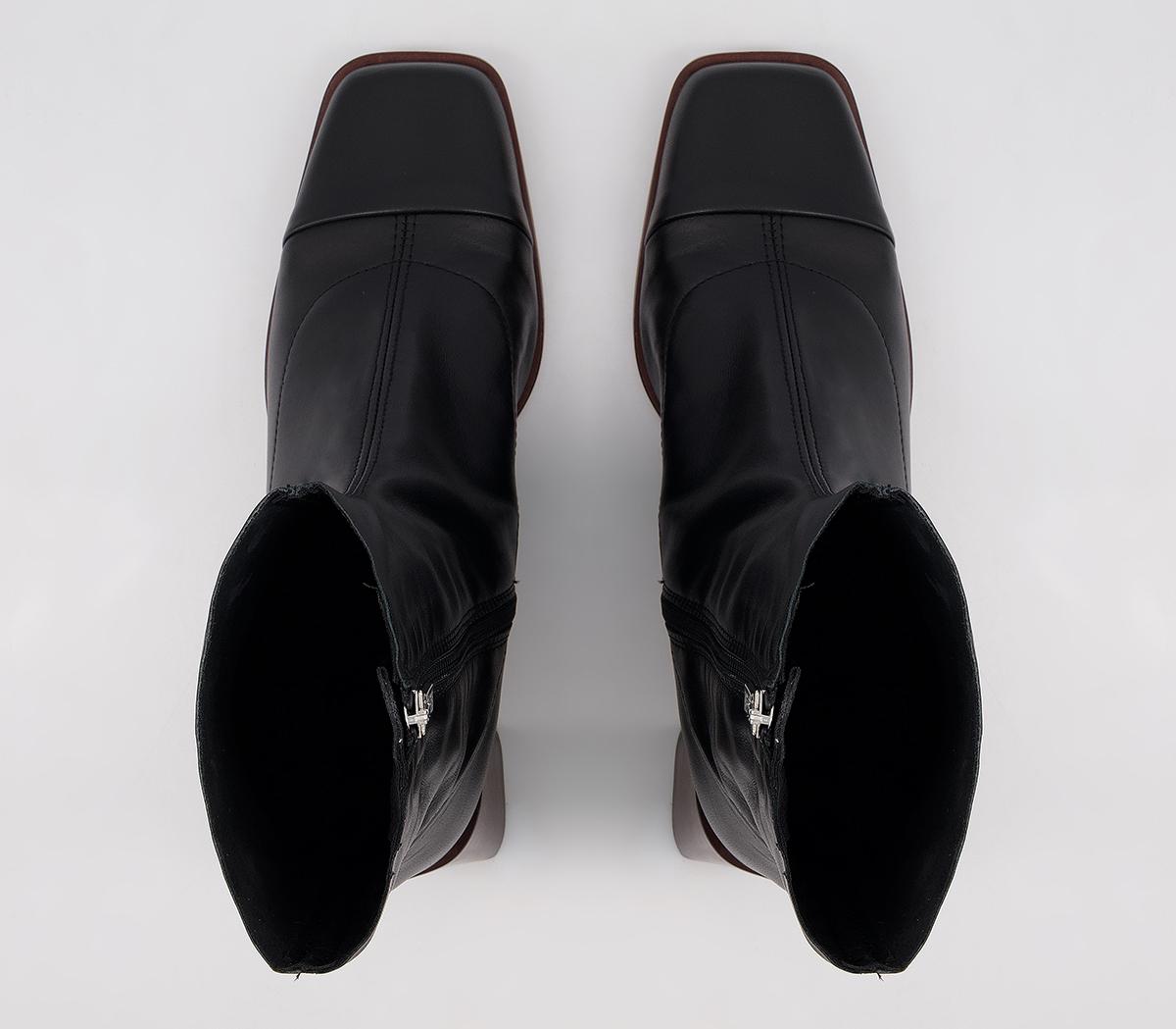 Office Anagram Square Toe Ankle Sock Boots Office Anagram Square Toe Ankle Sock Boots Black Leather