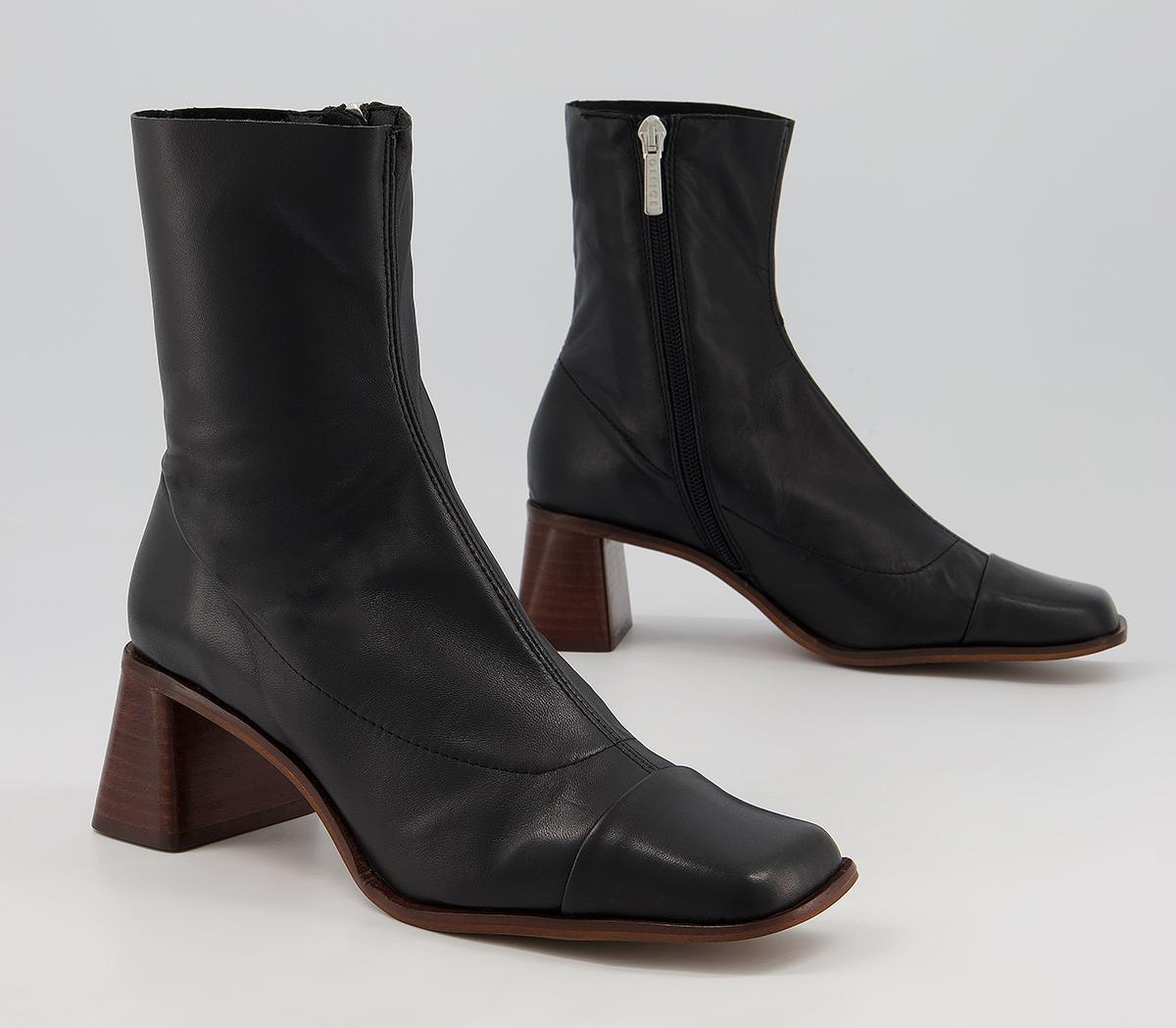 Office Anagram Square Toe Ankle Sock Boots Office Anagram Square Toe Ankle Sock Boots Black Leather