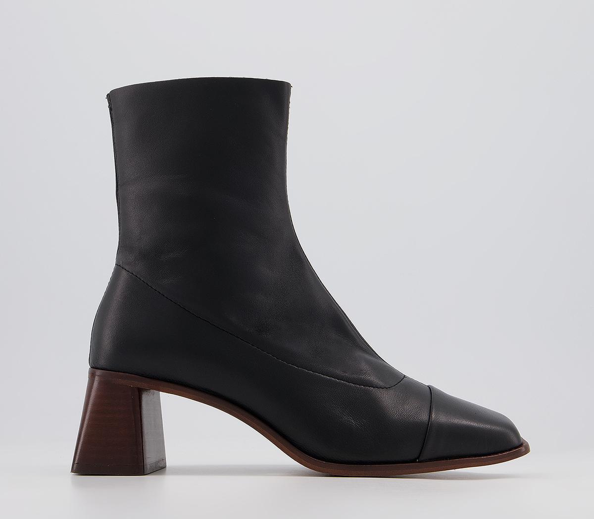 Office Anagram Square Toe Ankle Sock Boots Office Anagram Square Toe Ankle Sock Boots Black Leather
