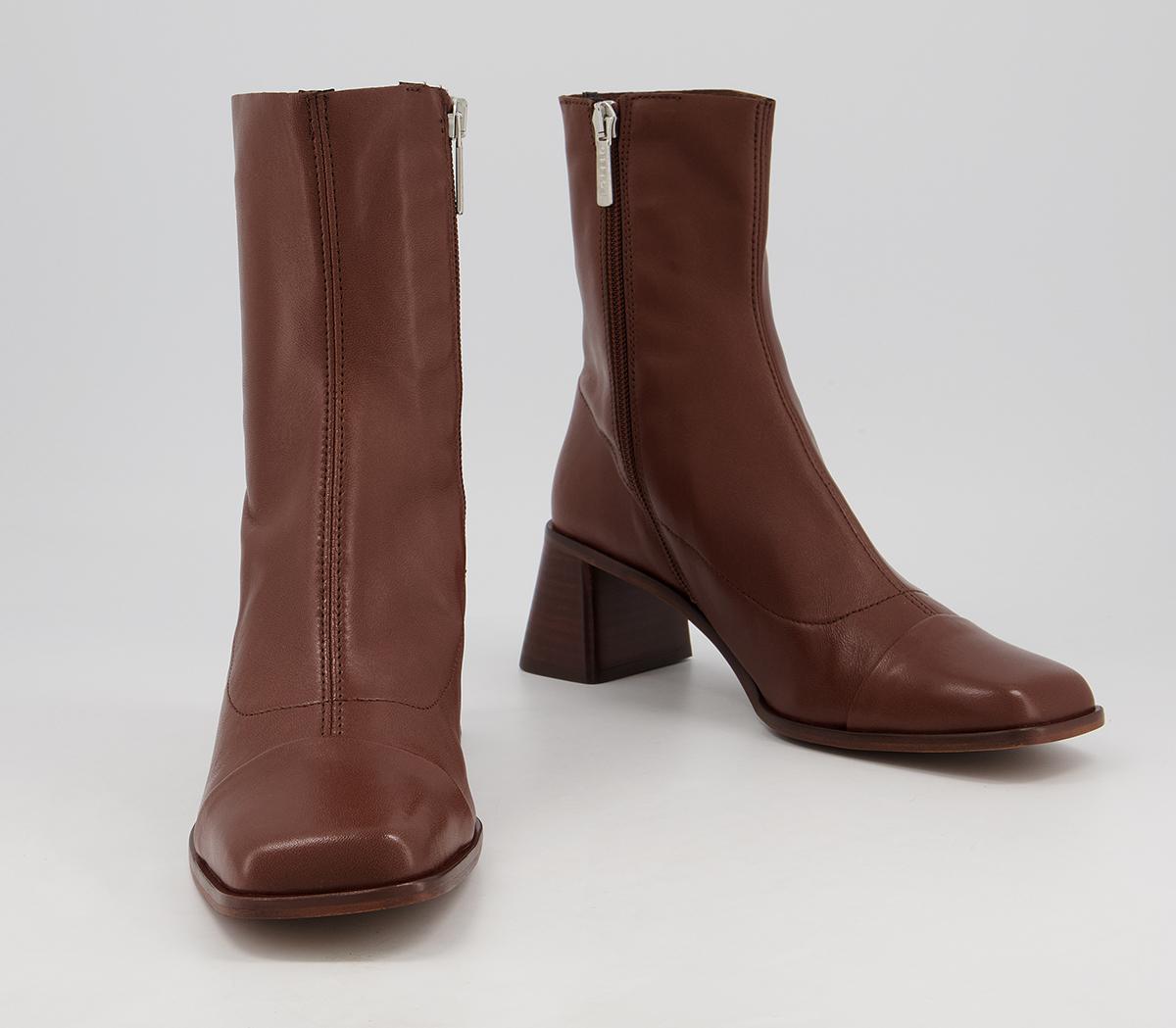 Office Anagram Square Toe Sock Boots Office Anagram Square Toe Sock Boots Tan Leather