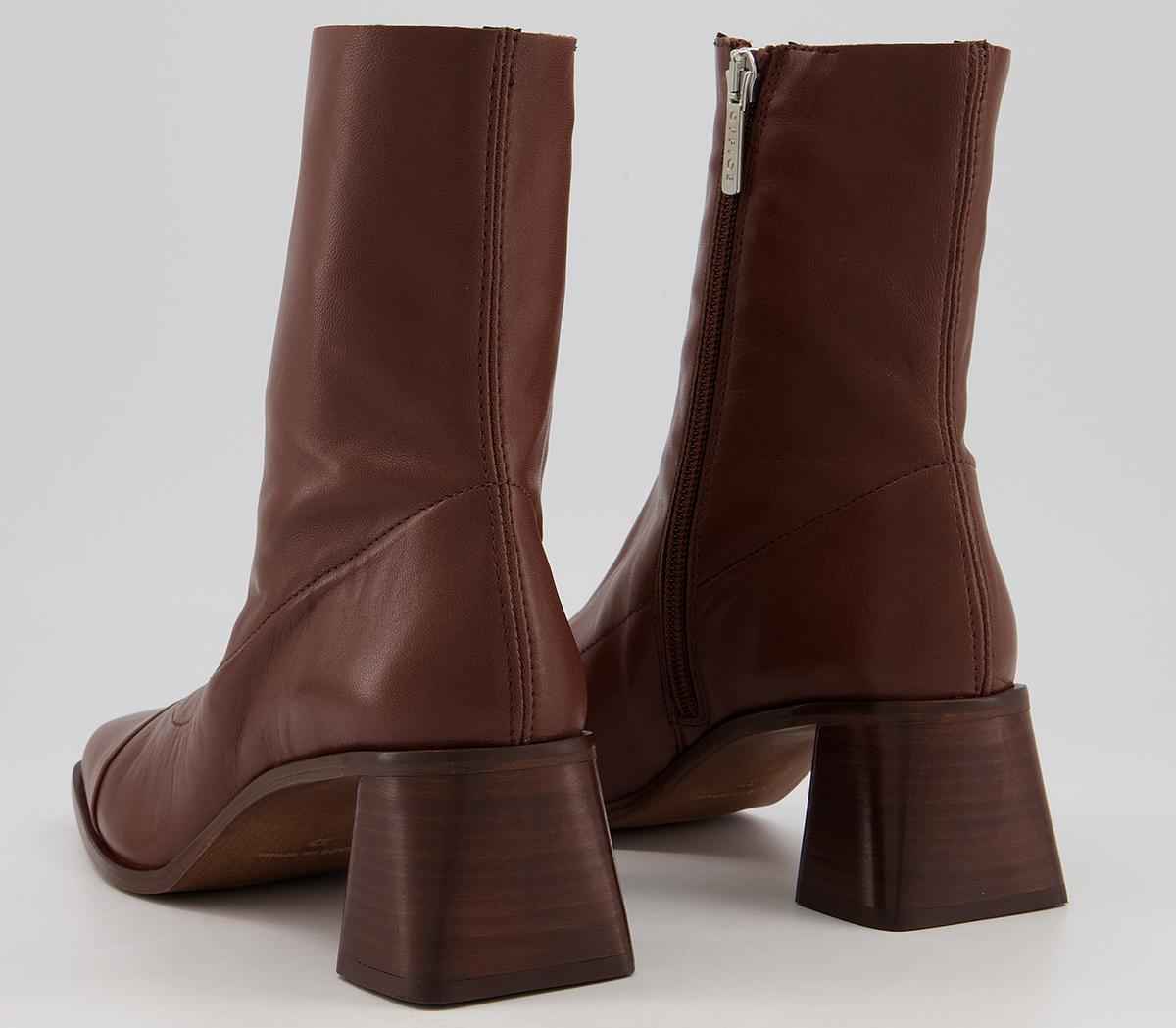 Office Anagram Square Toe Sock Boots Office Anagram Square Toe Sock Boots Tan Leather
