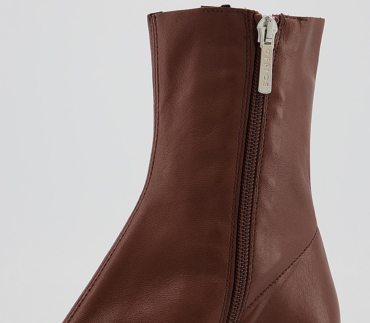 Office Anagram Square Toe Sock Boots Office Anagram Square Toe Sock Boots Tan Leather