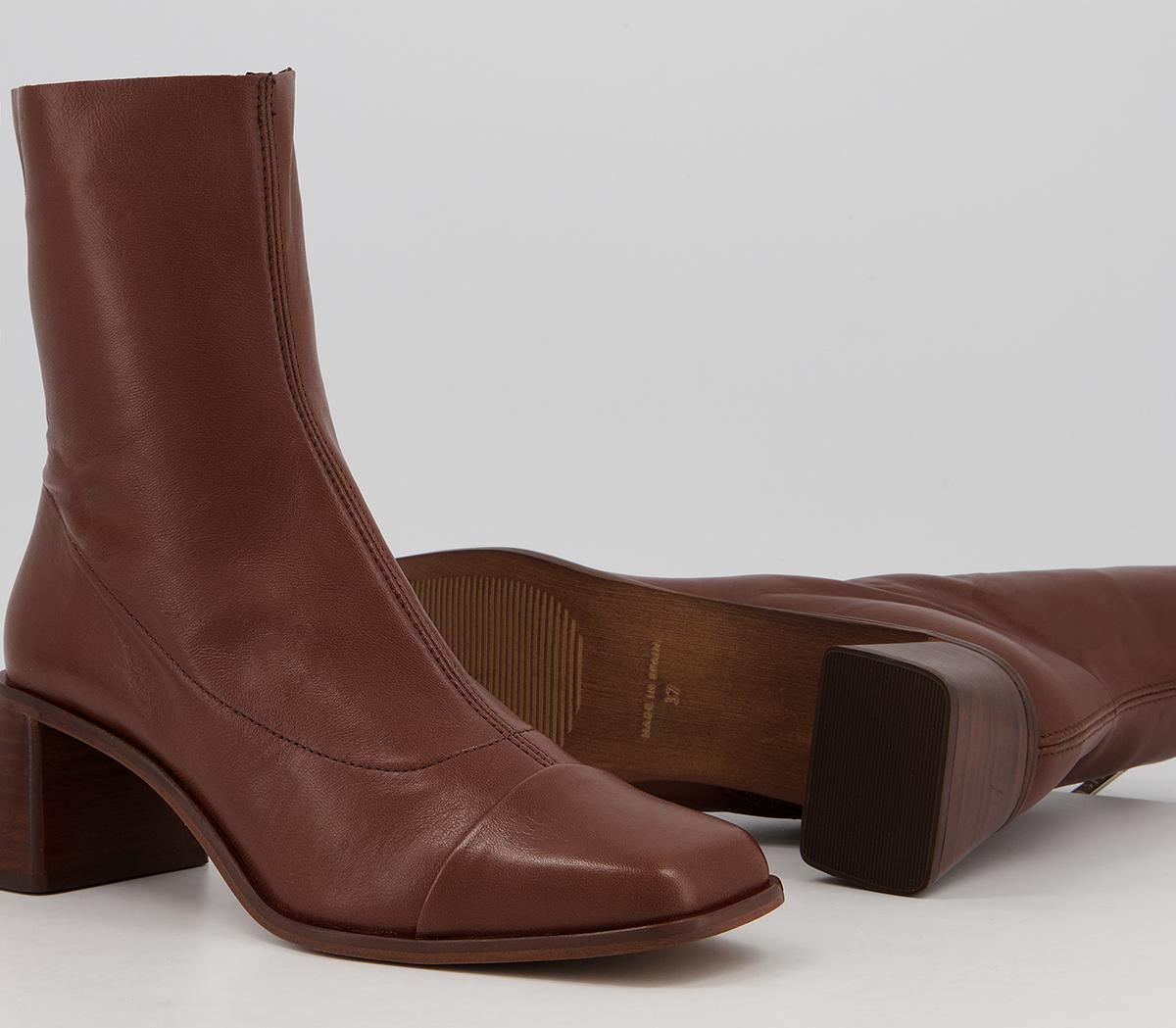 Office Anagram Square Toe Sock Boots Office Anagram Square Toe Sock Boots Tan Leather