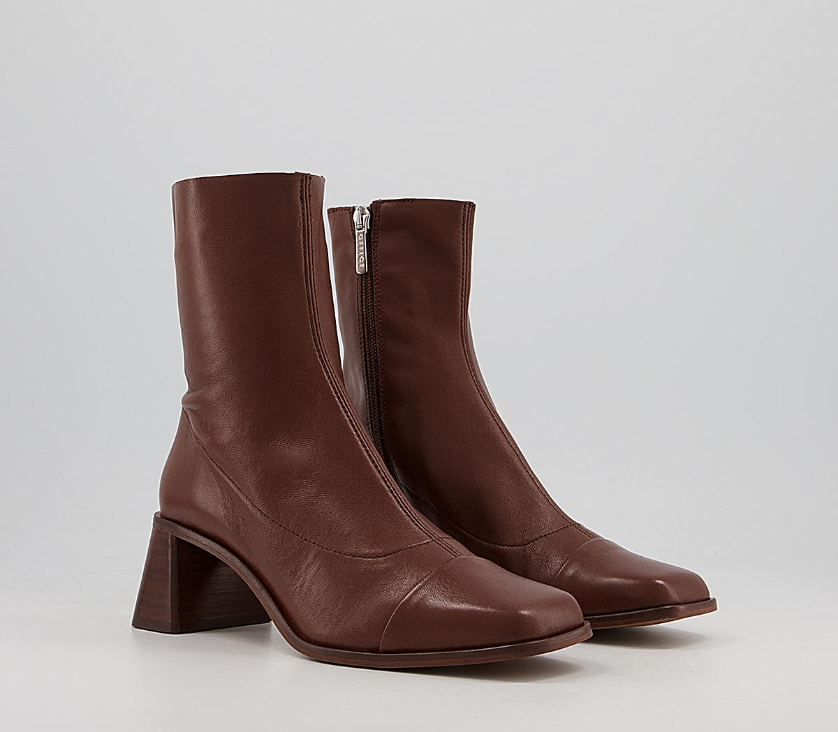Office Anagram Square Toe Sock Boots Office Anagram Square Toe Sock Boots Tan Leather