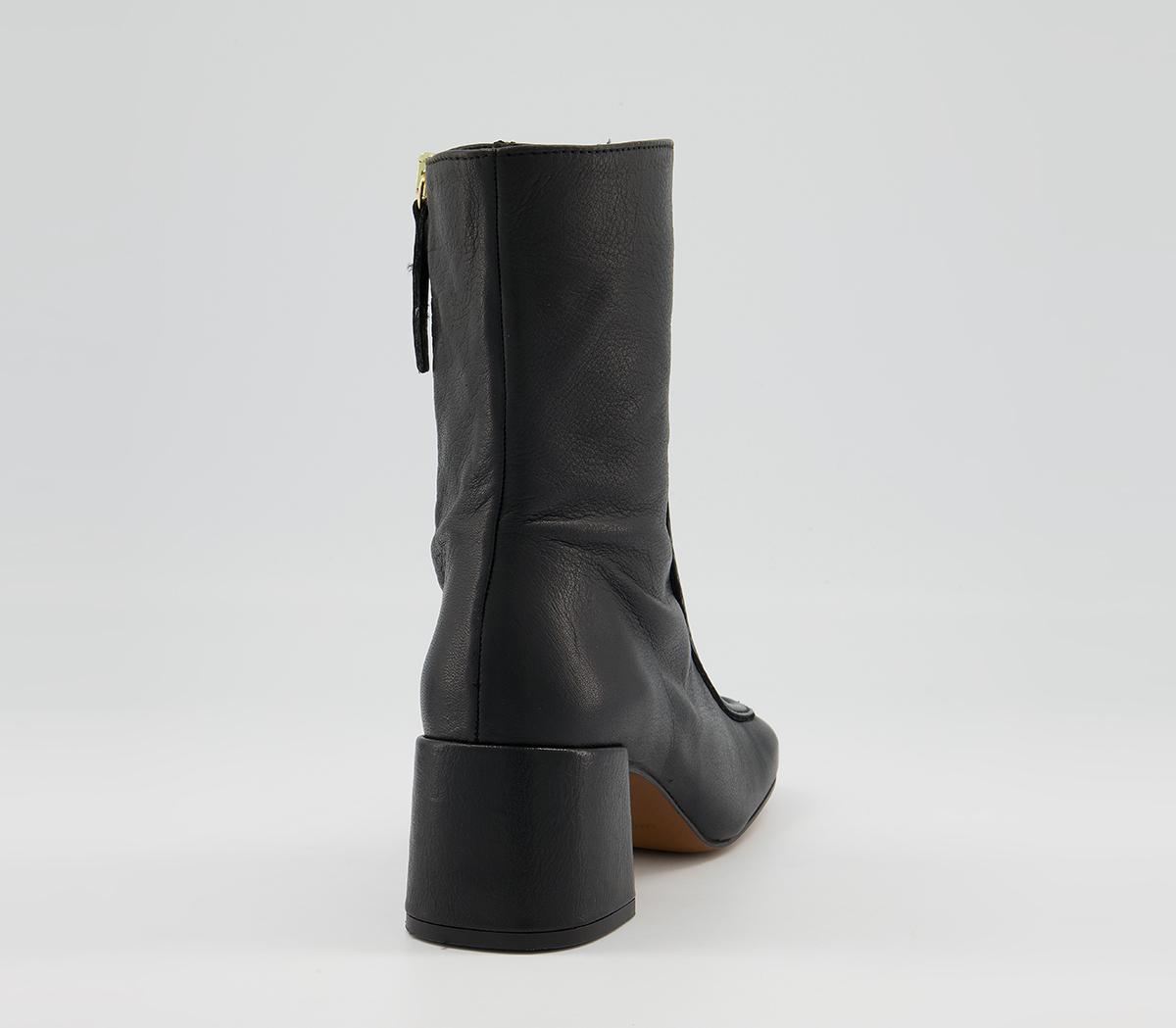 Office Anatomy Low 60's Style Boots Office Anatomy Low 60's Style Boots Black Leather