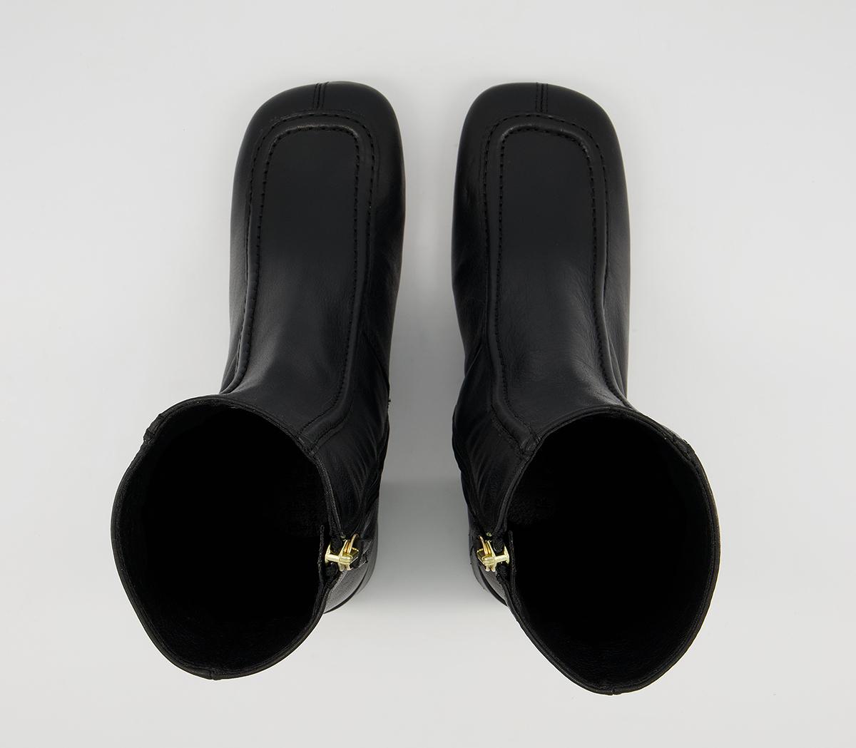 Office Anatomy Low 60's Style Boots Office Anatomy Low 60's Style Boots Black Leather