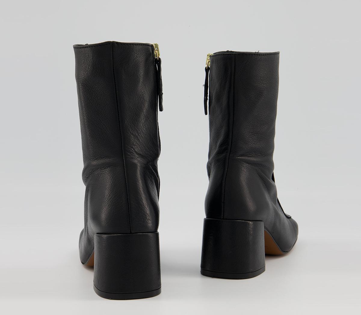 Office Anatomy Low 60's Style Boots Office Anatomy Low 60's Style Boots Black Leather