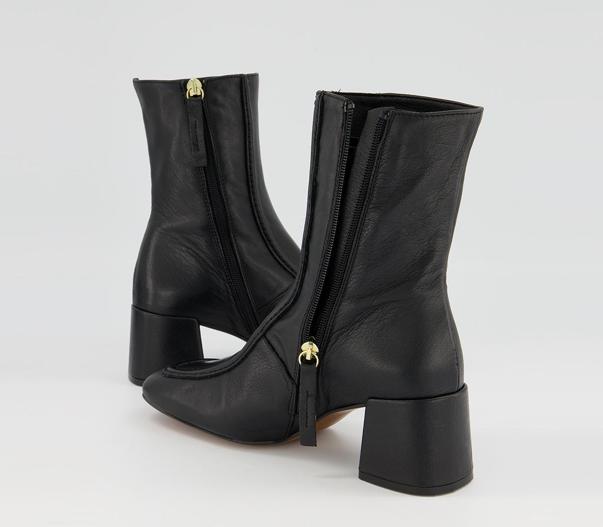 Office Anatomy Low 60's Style Boots Office Anatomy Low 60's Style Boots Black Leather