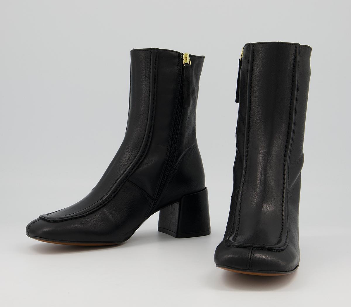 Office Anatomy Low 60's Style Boots Office Anatomy Low 60's Style Boots Black Leather