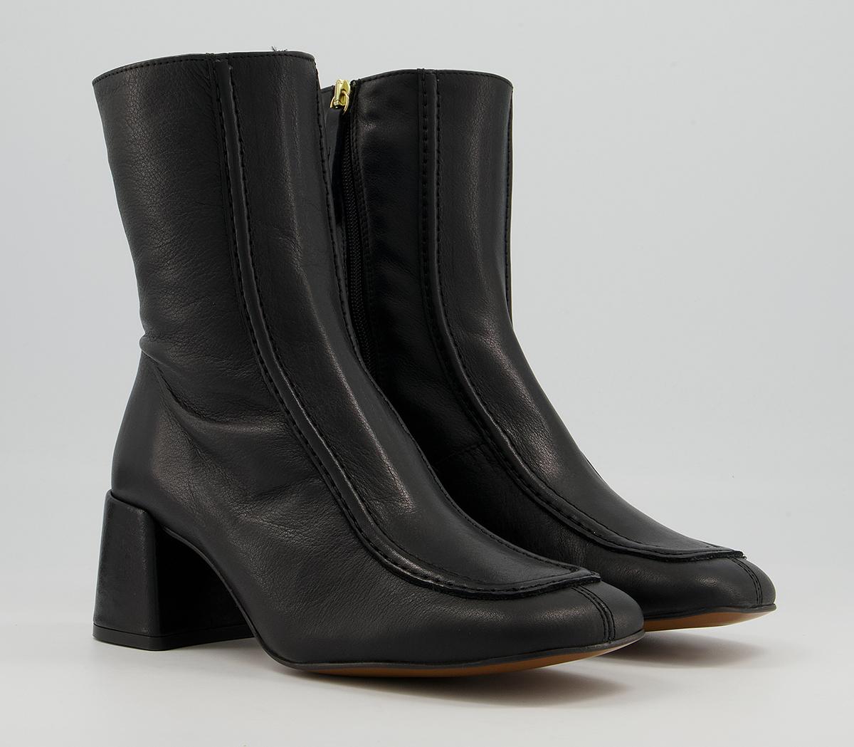 Office Anatomy Low 60's Style Boots Office Anatomy Low 60's Style Boots Black Leather