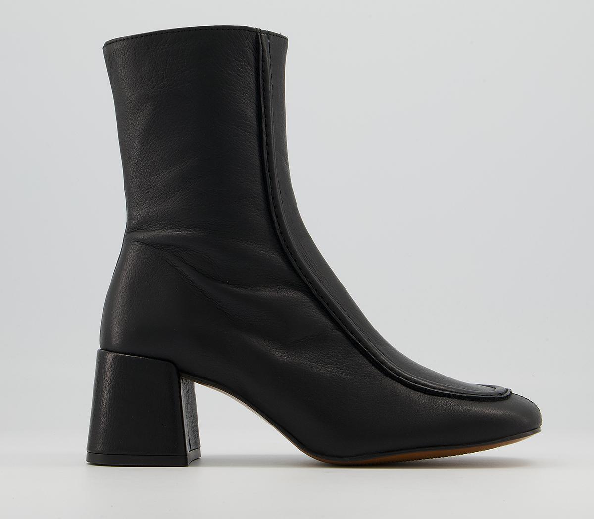 Office Anatomy Low 60's Style Boots Office Anatomy Low 60's Style Boots Black Leather
