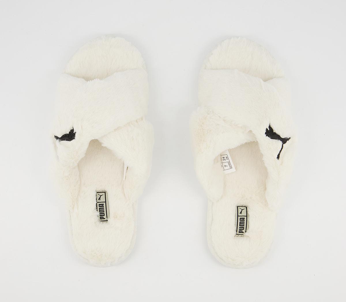 Puma X Fluff Slide Slippers Whisper White Black - Women's Slippers