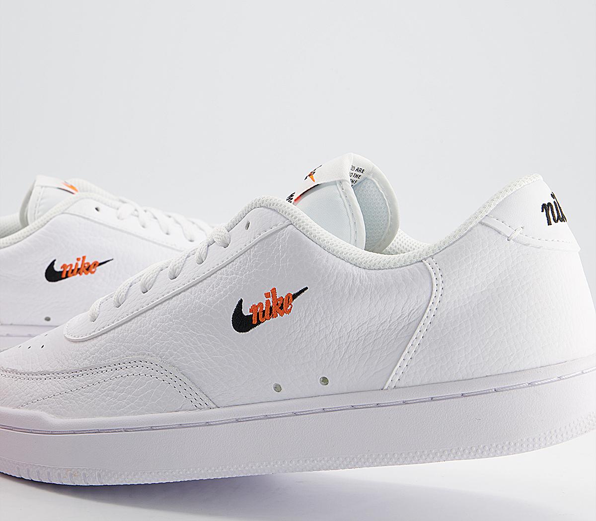 Nike Court Vintage Trainers Nike Court Vintage Trainers White Black Total Orange