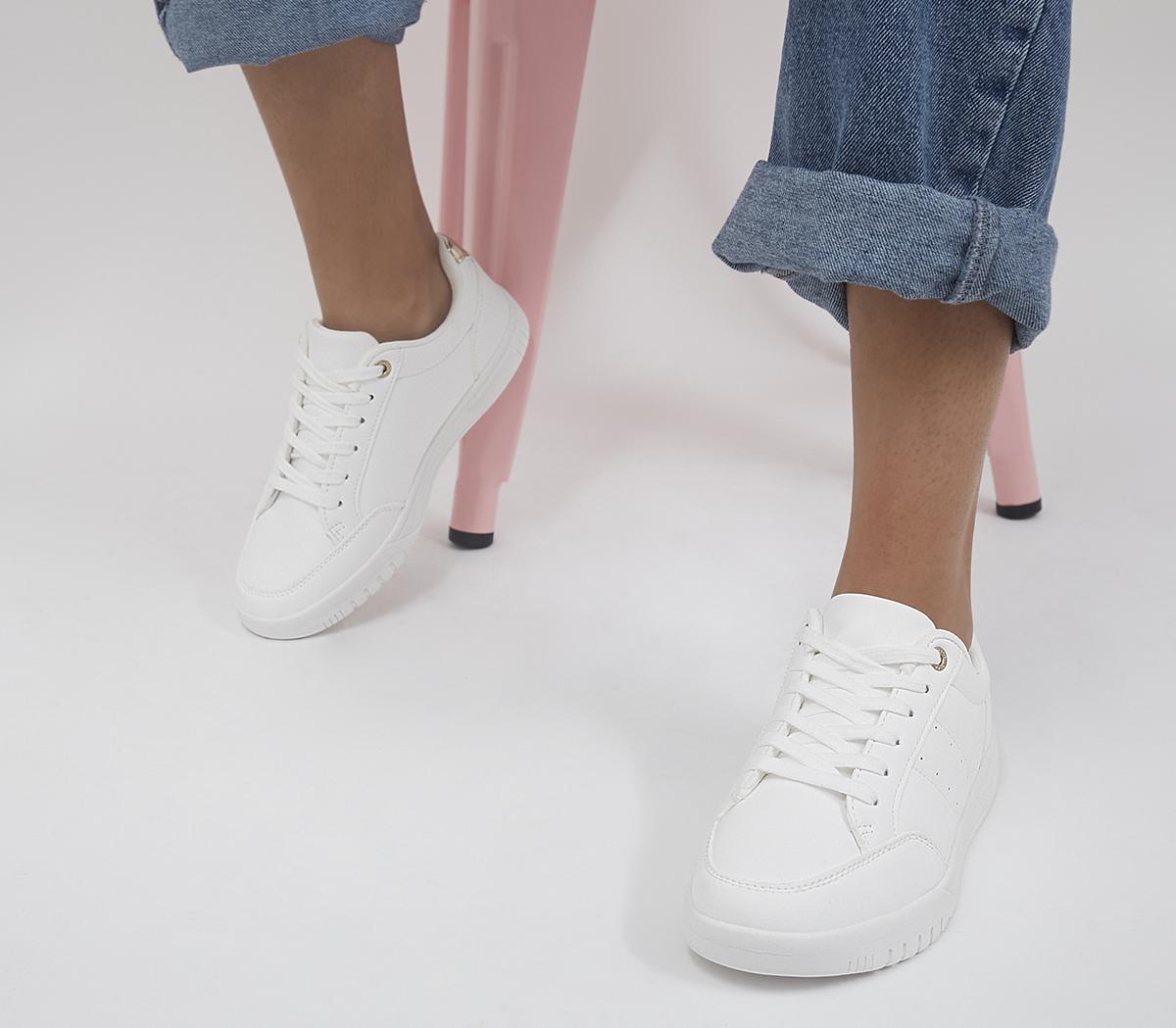 White lace up store trainers womens