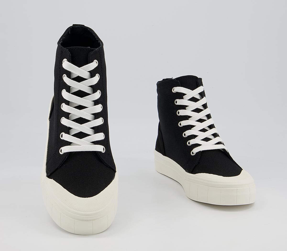 Office Fated Textured Sole High Top Trainers Office Fated Textured Sole High Top Trainers Black Canvas