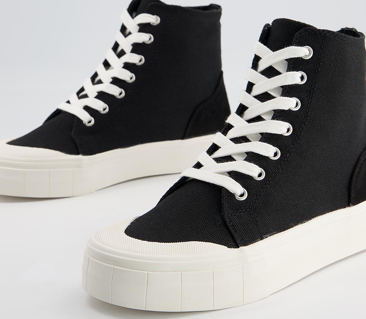 Office Fated Textured Sole High Top Trainers Office Fated Textured Sole High Top Trainers Black Canvas