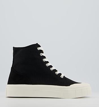 OFFICE Fated Textured Sole High Top Trainers Black Canvas