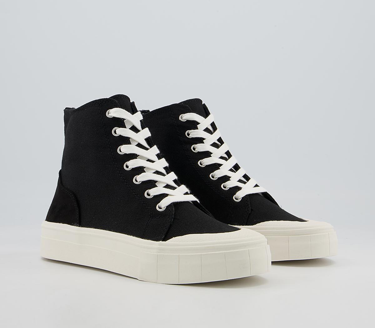 Office Fated Textured Sole High Top Trainers Office Fated Textured Sole High Top Trainers Black Canvas