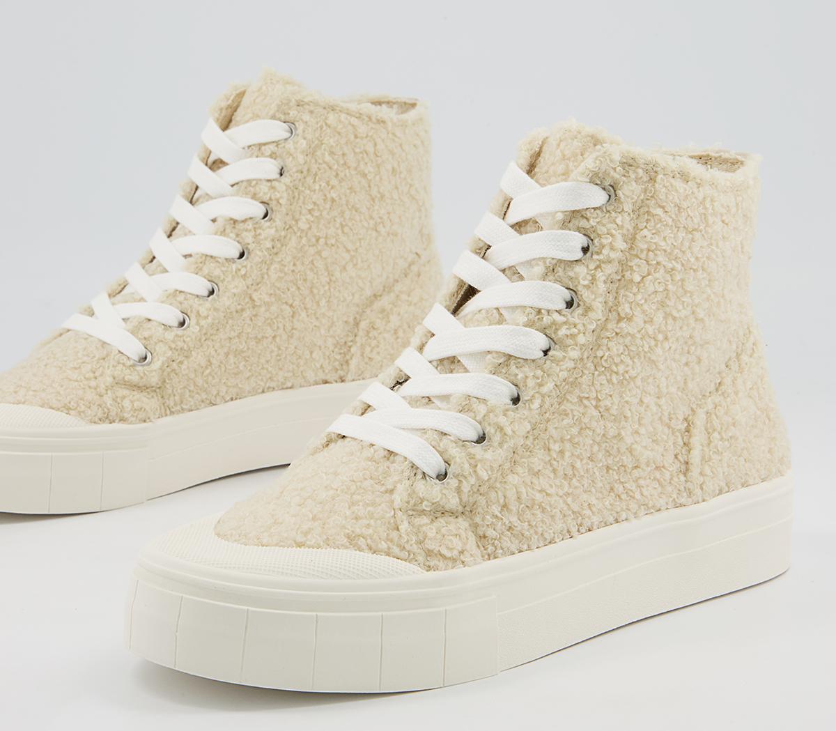 Office Fated Textured Sole High Top Trainers Office Fated Textured Sole High Top Trainers Beige Borg