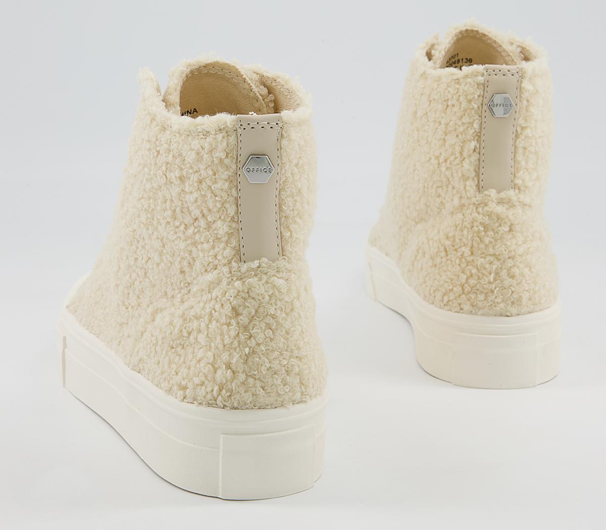 Office Fated Textured Sole High Top Trainers Office Fated Textured Sole High Top Trainers Beige Borg