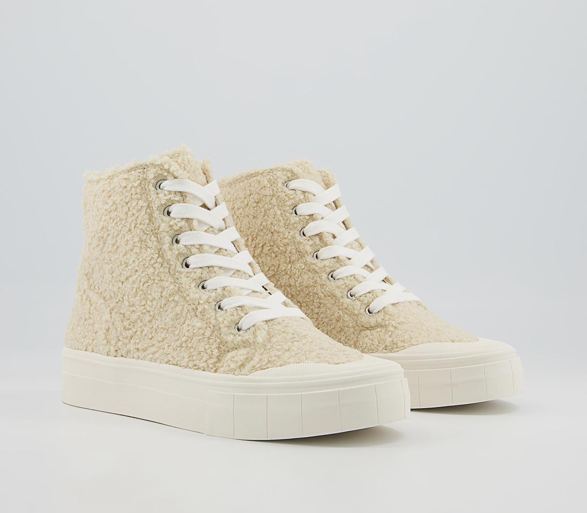 Office Fated Textured Sole High Top Trainers Office Fated Textured Sole High Top Trainers Beige Borg