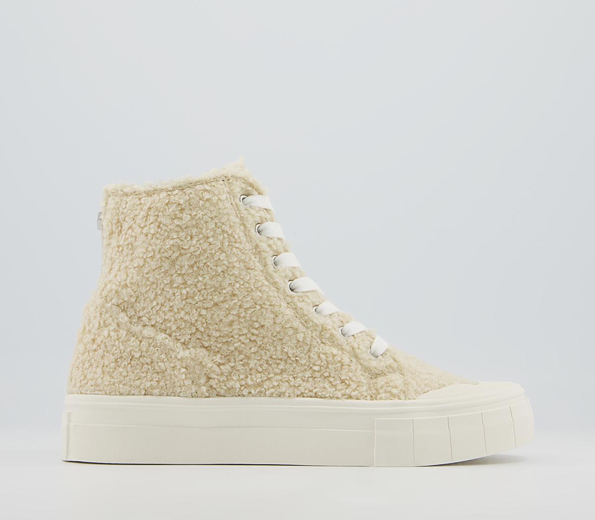Office Fated Textured Sole High Top Trainers Office Fated Textured Sole High Top Trainers Beige Borg