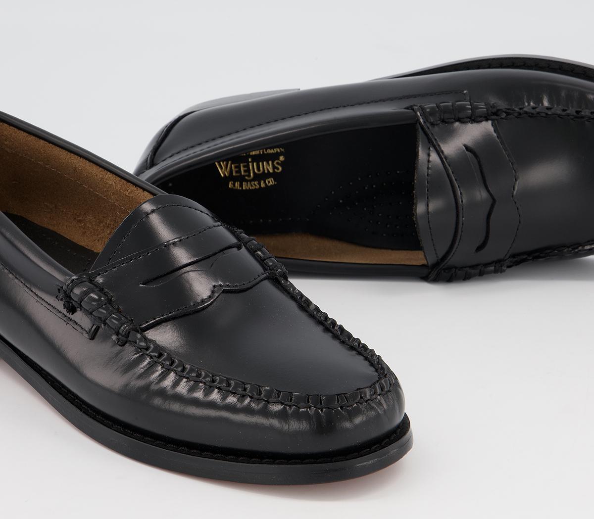 G.H Bass & Co Weejuns Penny Loafers Black Leather - Flat Shoes for Women
