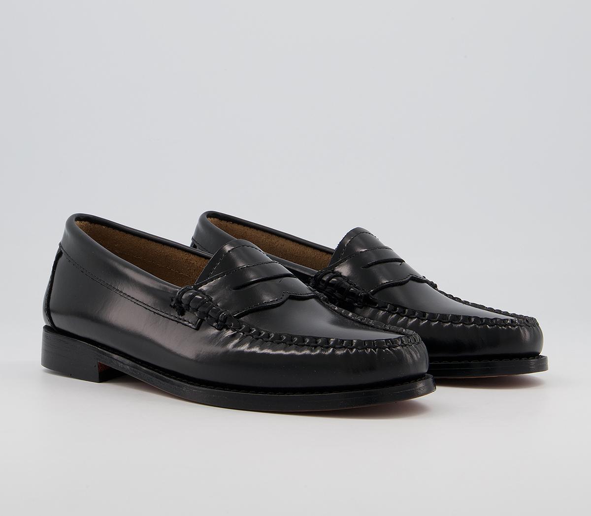 G. H Bass Black Leather Weejuns Penny Loafers, 5