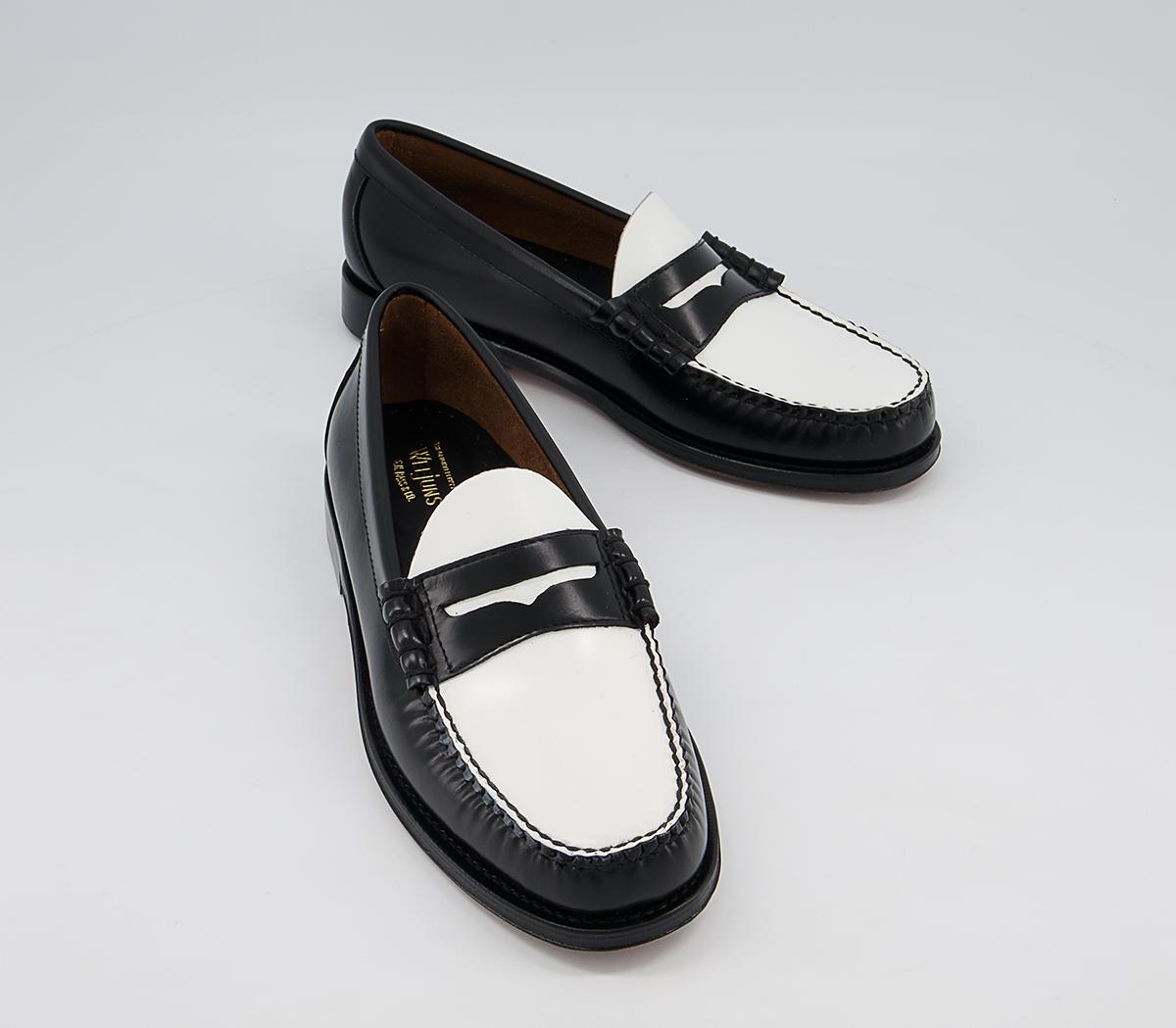 G.H Bass & Co Weejun Heritage Larson Moc Penny Loafers Black White ...