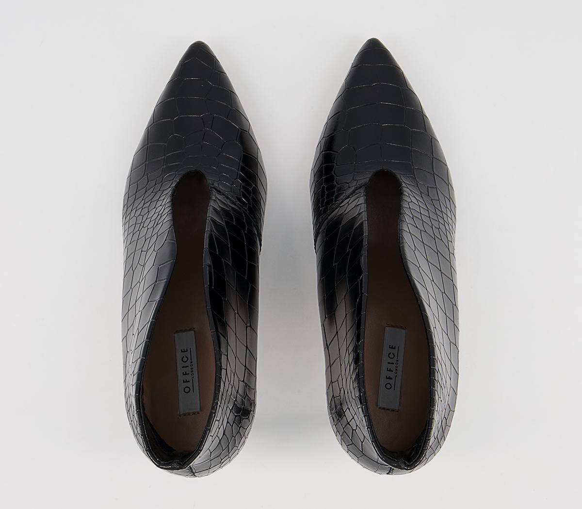 Office Mariette Pointed Shoe Boots Office Mariette Pointed Shoe Boots Black Croc Leather