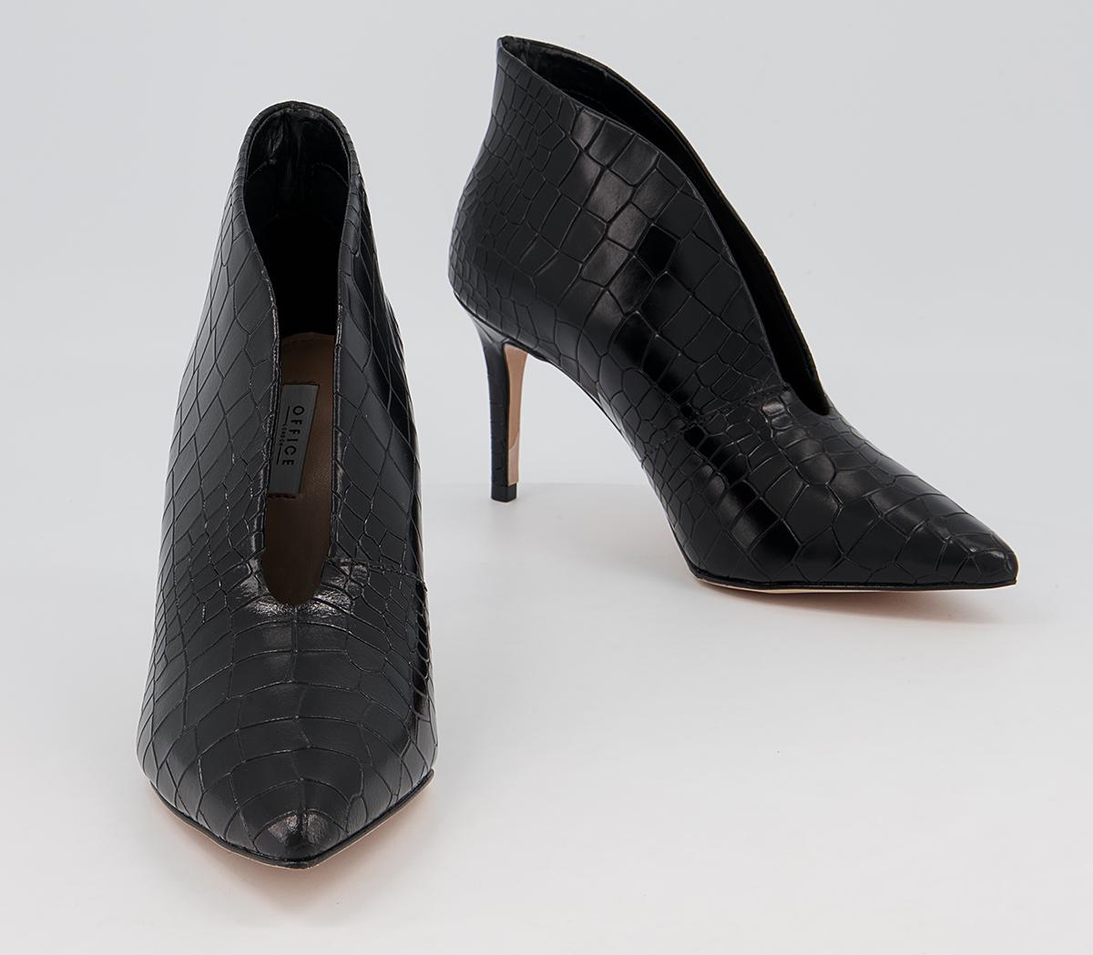 Office Mariette Pointed Shoe Boots Office Mariette Pointed Shoe Boots Black Croc Leather