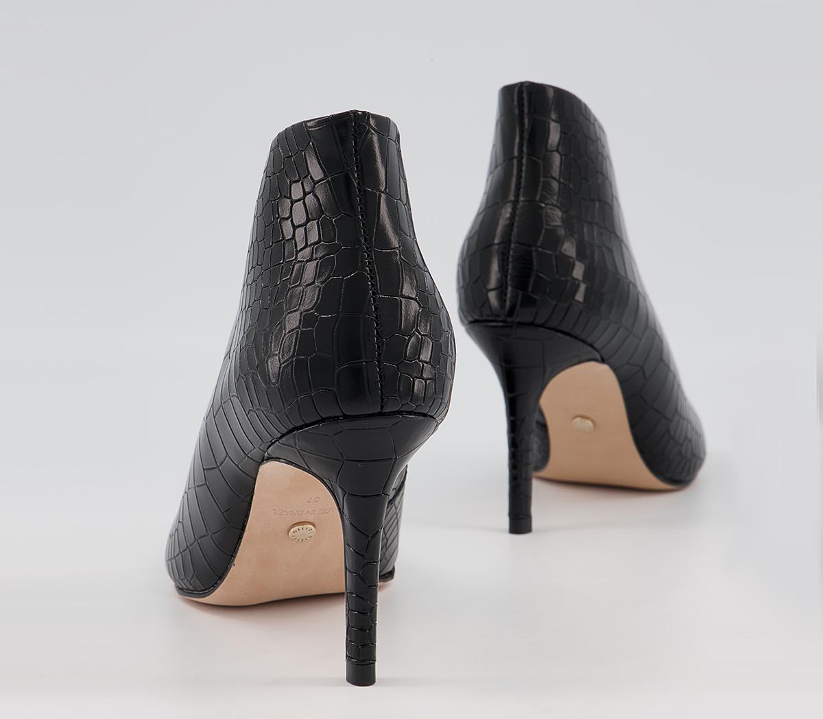 Office Mariette Pointed Shoe Boots Office Mariette Pointed Shoe Boots Black Croc Leather