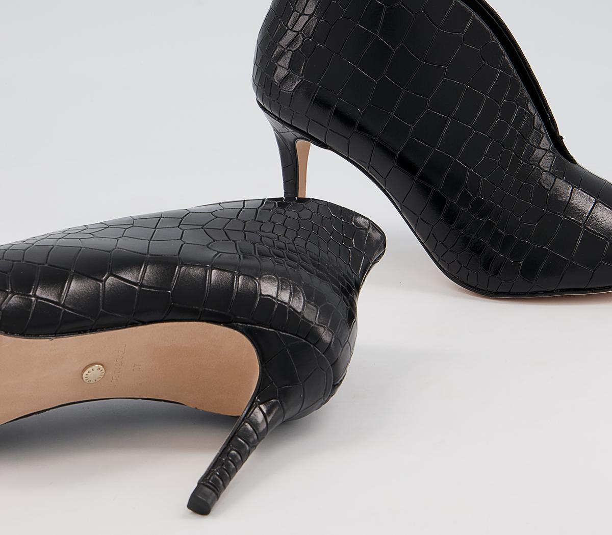 Office Mariette Pointed Shoe Boots Office Mariette Pointed Shoe Boots Black Croc Leather