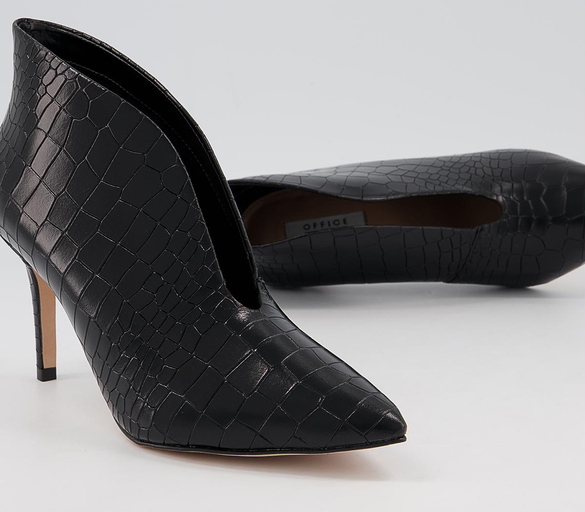 Office Mariette Pointed Shoe Boots Office Mariette Pointed Shoe Boots Black Croc Leather
