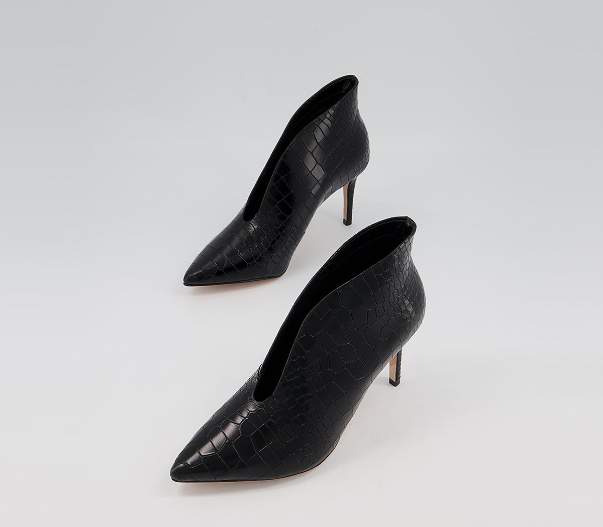 Office Mariette Pointed Shoe Boots Office Mariette Pointed Shoe Boots Black Croc Leather