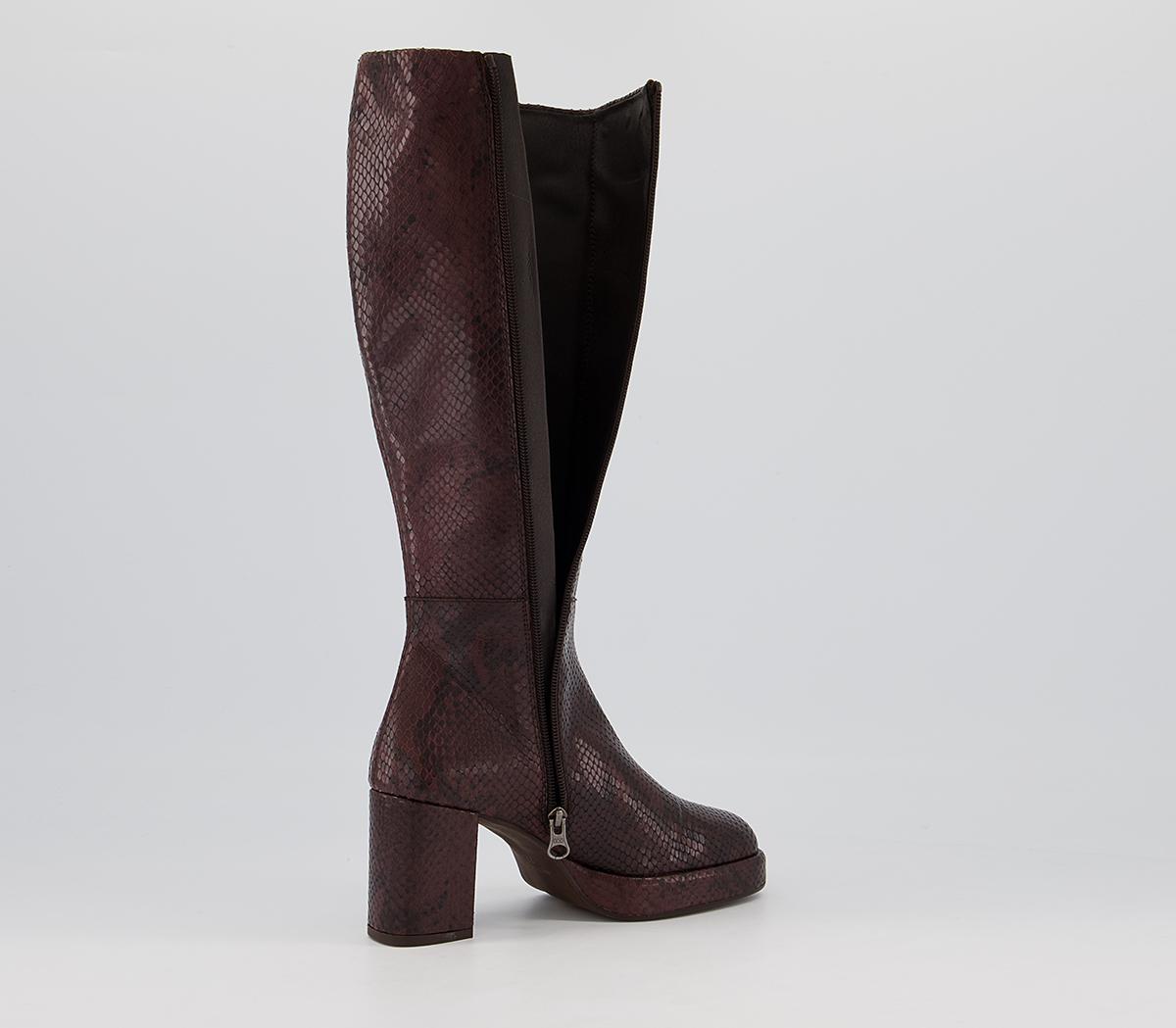 Office Kennard Platform Boots Office Kennard Platform Boots Brown Snake Leather