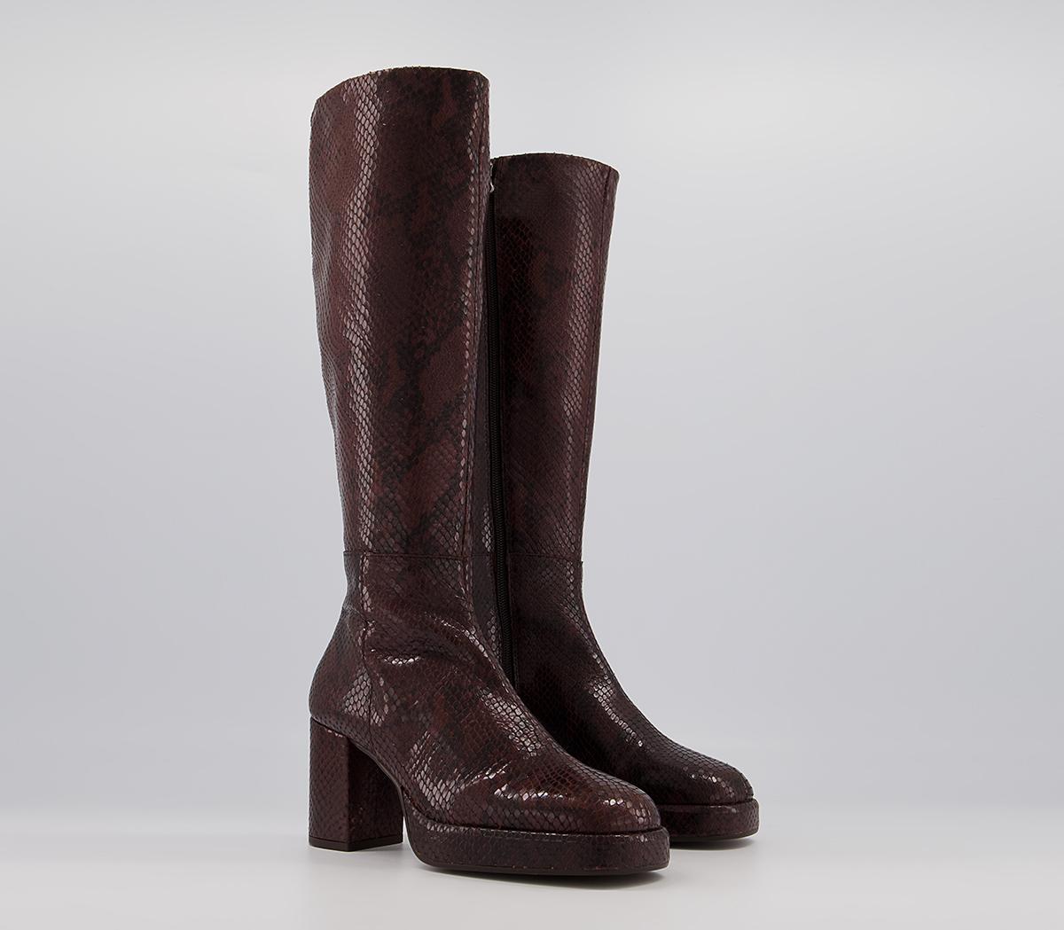 Office Kennard Platform Boots Office Kennard Platform Boots Brown Snake Leather